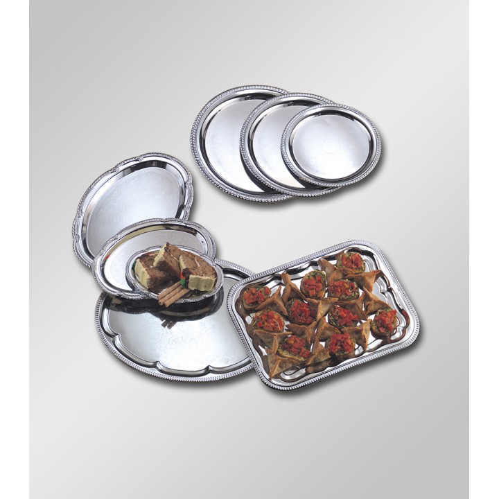 Stainless Steel Serving Tray, Oval, Afforadable Elegance, Medium 12 Lx8 Wx1/2 H - 72/Case