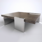 Geometry coffee table. Stained mahogany. Stainless steel. 1200x1200x400 mm