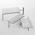 Stand With Melamine Platters, Steel, Black - 2/Case
