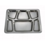 15.5" x 11.5" Mess Tray, 6 Compartment, Style B, S/S - 24/Case