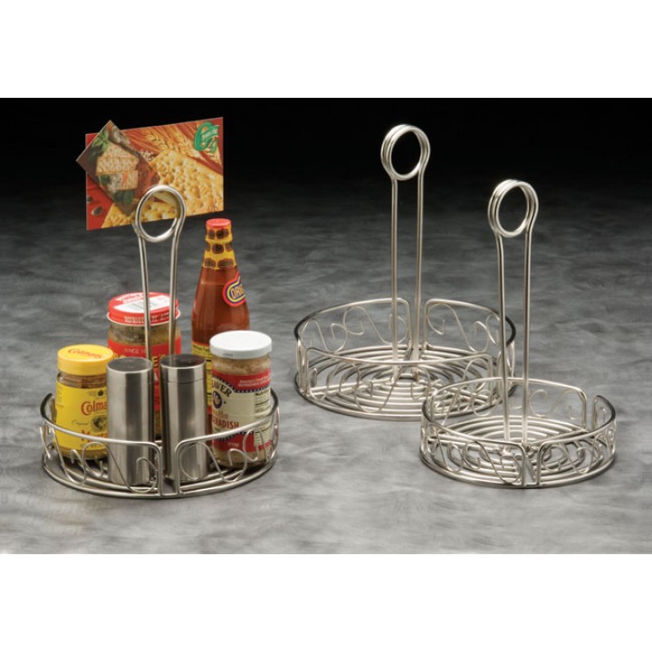 Condiment Rack, Stainless Steel, Scroll Design, 7-1/2 Dia. 7-1/2 Dia.x9 H - 24/Case