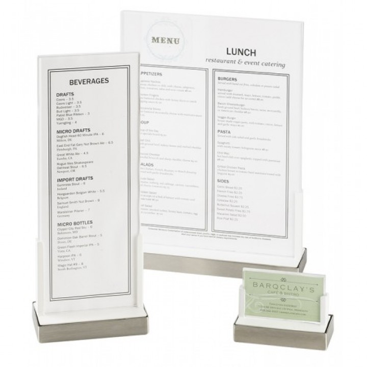 Cal-Mil 3016-811-55 Luxe Signage and Menu Holders (Stainless Steel Accent, 8x11 Card)