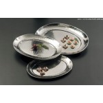 Stainless Steel, Hammered Tray, Oval, Medium 17-1/4 Lx13-1/4 Wx1-1/8 H - 6/Case
