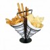 3 Cone French Fry Holder, Wire, Black - 4/Case