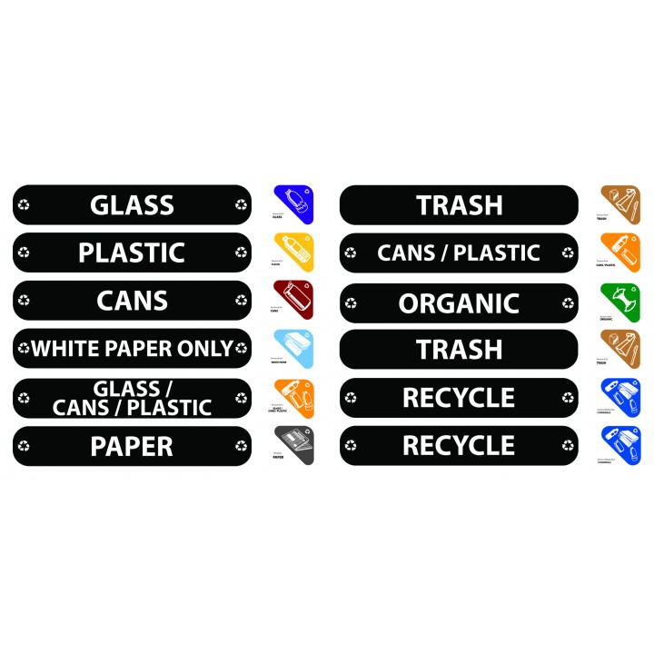 Rubbermaid Glutton Recycling Station Refill Labels, RCP1792975, RCP 1792975 