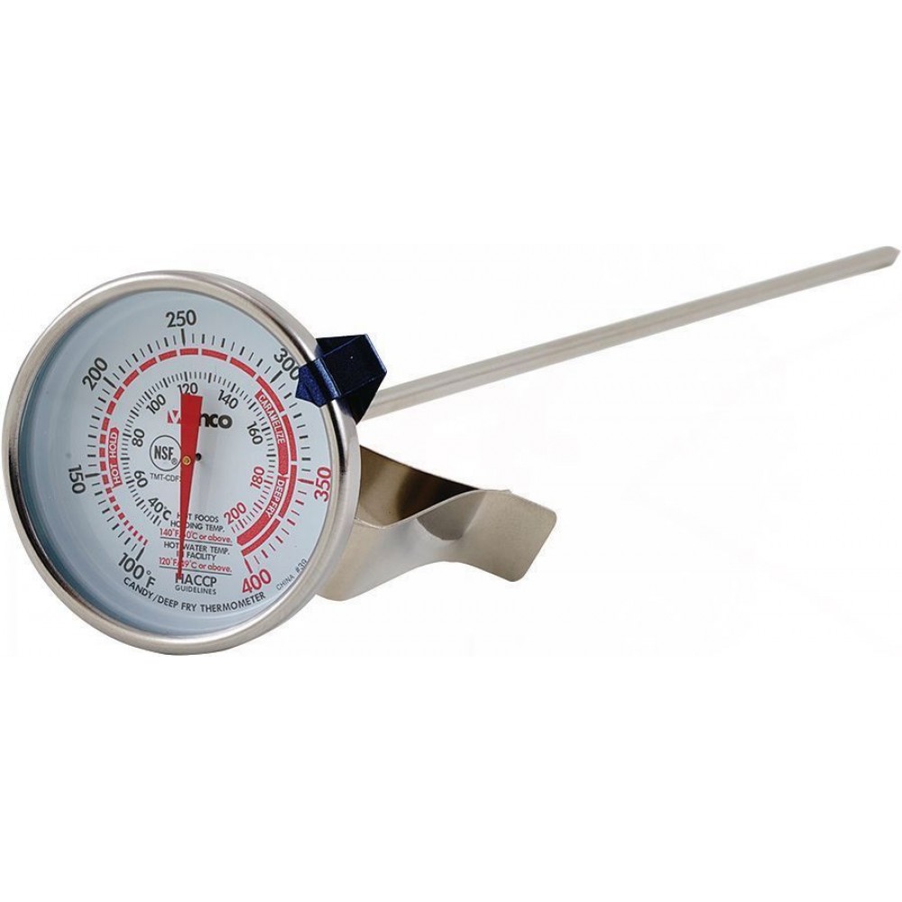 Winco 2-Inch Dial Deep Fry/Candy Thermometer with 12-Inch Probe 