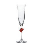 6.25 Oz. L'amour Flute Champagne Glass Red Heart - 6/Case