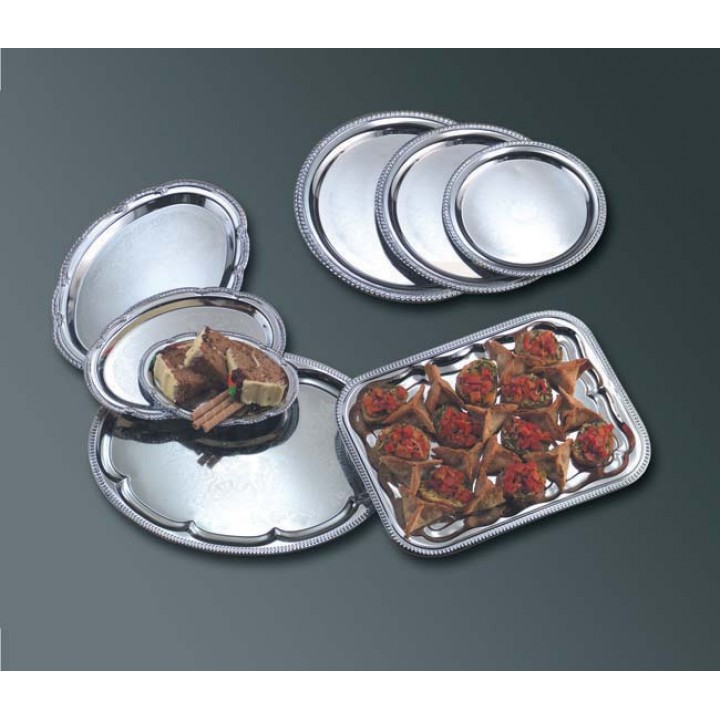 Stainless Steel Serving Tray, Oval, Afforadable Elegance, Large 15 Lx10 Wx1/2 H - 24/Case