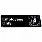 3" x 9" Employees Only, Information Sign, Black - 12/Case