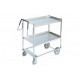 2-Shelf— Ergonomic Heavy-Duty Stainless Steel Cart with Raised Lower Shelf. Height between shelves 46.9 cm
