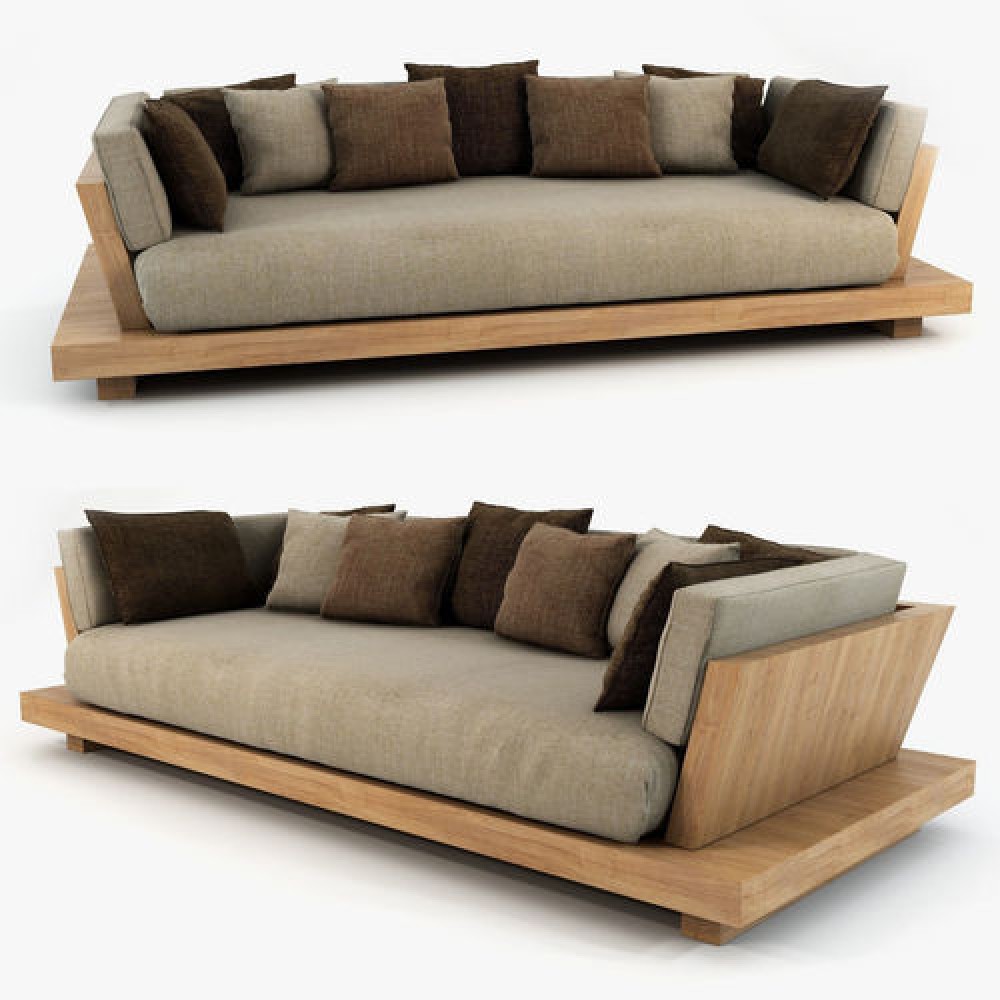 угловой деревянный диван с подушками
