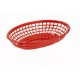 9.5" x 5" x 2" Fast Food Baskets, Oval, Red - 36/Case