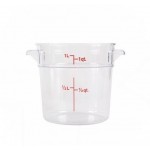 1 Ltr Round Storage Container, PC, Clear - 48/Case