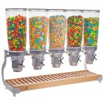 Beechwood Turn and Serve 5 Cylinder Cereal Dispenser - 31" x 11" x 25 3/4"Cal-Mil 3516-5-98 Beechwood Turn and Serve Dispensers (31Wx11Dx25.75H)