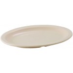 9.75" x 6.75" Oval Platters, Narrow Rim, Melamine, Tan - 12/Case