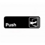 3" x 9" Push, Information Sign, Black - 12/Case