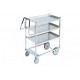 3-Shelf— Ergonomic Heavy-Duty Stainless Steel Cart with Raised Lower Shelf. Height between shelves lover 22.5 cm, 19.9 cm upper