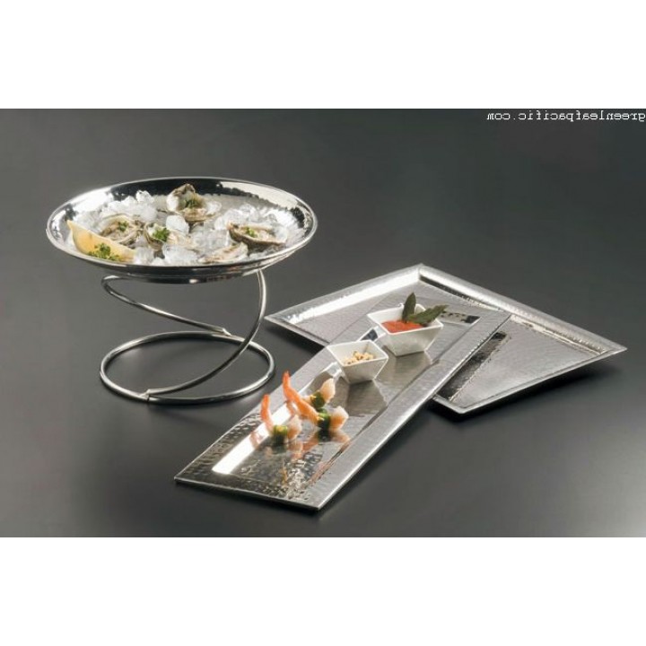 Stainless Steel, Hammered Tray, 16-5/8 L 16-5/8 Lx11-1/4 Wx3/8 H - 4/Case