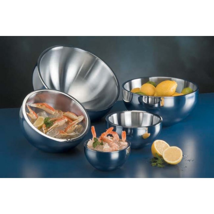 Stainless Steel, Satin Bowl, Double Wall, Angled, 216 Oz. 12 Dia.x6 H - 6/Case