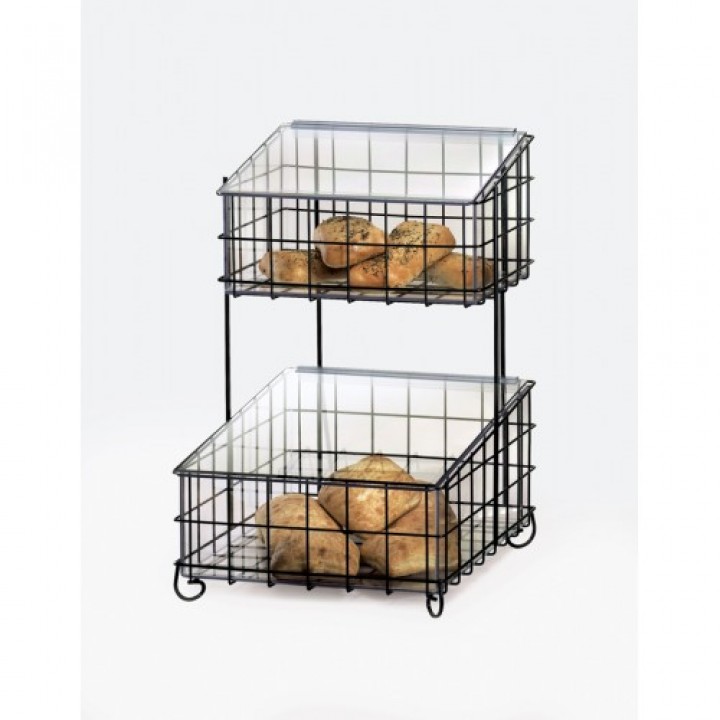 Cal-Mil 1203-13 2 Tier Basket Bread Case (Black)