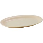 11.5" x 8" Oval Platters, Narrow Rim, Melamine, Tan - 12/Case