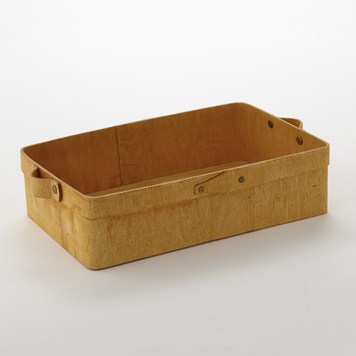 12.4"x7.25" Basket, Poplar Wood, Brown - 48/Case