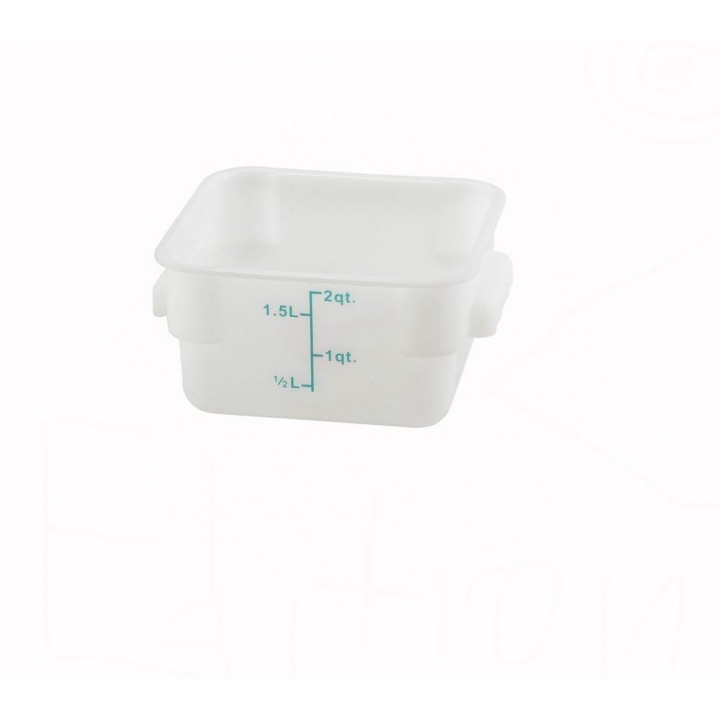 2 Ltr Square Storage Container, PP, White - 12/Case