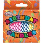 Birthday Candles, Assorted Fancy Colors, 24 pcs/box, 36 boxes/pack